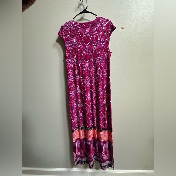 Chico’s Pink & Purple Paisley Front Knot Maxi Dress Bohemian Women’s 1/8/10 - Picture 7 of 8